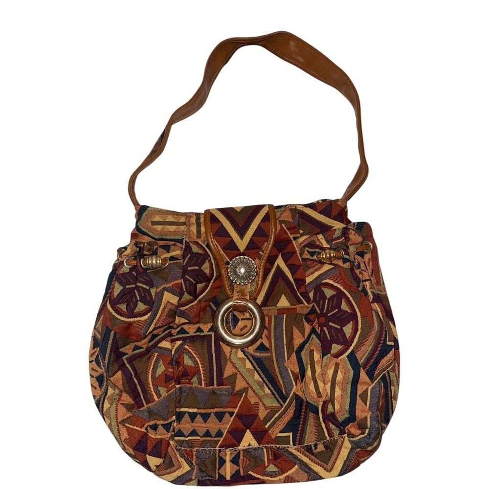 Southwestern Hobo Bag Boho Aztec Slouchy Handbag Purse Shoulder Strap Vtg